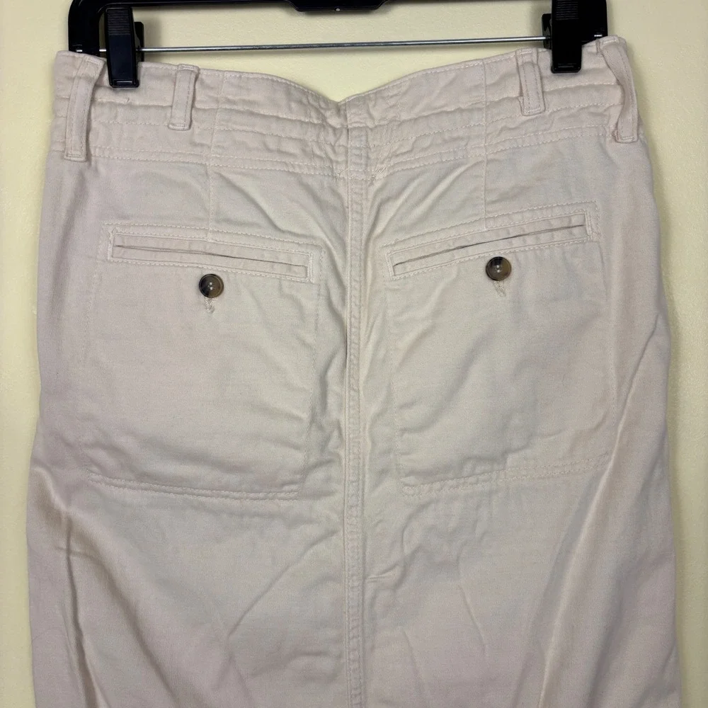 FREE PEOPLE Front Split‎ Maxi Skirt Ecru White Cream Women Size 0 Casual Cotton